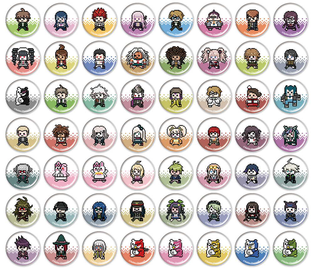 ダンガンロンパ 15周年フェス カプセルトイ ドット絵ミニ缶バッジ 全56種 ダンガンロンパシリーズ トレーディングドット絵ミニ缶バッジ